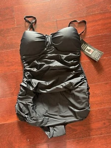 Shore Shapes Swimsuit One Piece Swim Dress Ruffles Preppy Retro Swimwear Sz 12 - Picture 1 of 6