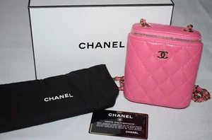Chanel Coco Hot Pink Caviar Small Vertical Vanity Purse Bag With Chain Strap HS6 - Picture 1 of 20
