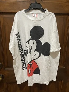 Disney World Mickey Mouse T-Shirt Single Stitch Spell Out Big Face USA Made 4XL - Picture 1 of 6