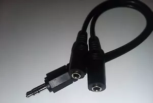 3.5mm Y cable male /2 female stereo 9" long, audio Y headset cable, aux splittr - Picture 1 of 4