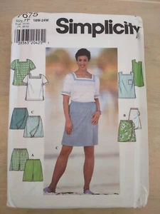 Simplicity 7675 Women's Mock Wrap Shorts & Top Pattern Sz 18W-24W Uncut - Picture 1 of 2