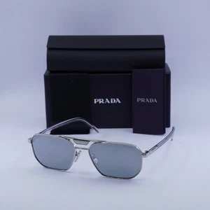 PRADA PR58YS 1BC02R Silver/Blue Mirror Silver 80 57-15-145 Sunglasses New Aut... - Picture 1 of 7