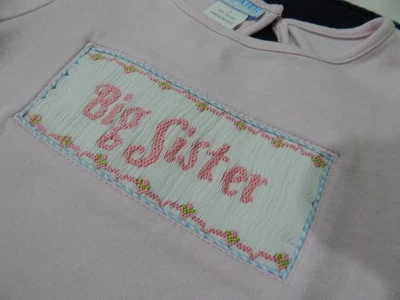 Vive La Fete Girls 2/2T Smocked BIG SISTER Pink Long Sleeve Shirt Boutique - Image 1 of 4