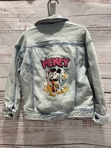 Disney Mickey And Friends Denim Acid Washed Jean Jacket Size 5T Pluto Minnie - Picture 1 of 10