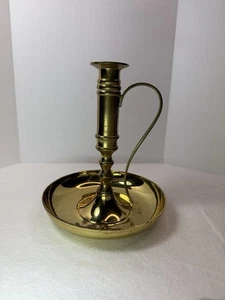 Vintage Messing Kammerstab Kegel Kerzenhalter mit gebogenem Griff 7,25” x 6” - Bild 1 von 8