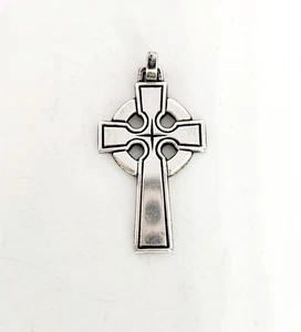 Retired James Avery Large Sterling Celtic Cross Pendant w North Star Center - Picture 1 of 7