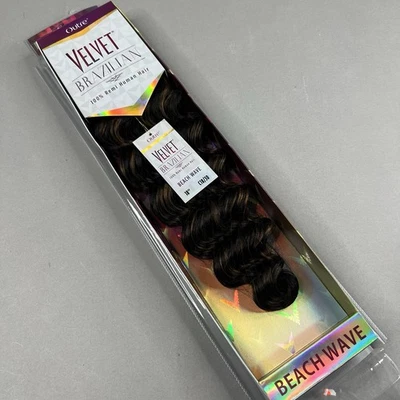 Extensiones de cabello humano de terciopelo brasileño Remi de Outre de 18" Beach Wave #C1B/30 Foto 1 de 4