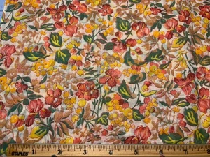 Antique Vintage Cotton Lawn Fabric 1940s Pink Irises Yellow Berries 35w 1/2yd - Picture 1 of 2