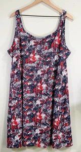 Columbia PFG Women’s Dress 2X Red White Blue Abstract Print Sleeveless Casual - Picture 1 of 6