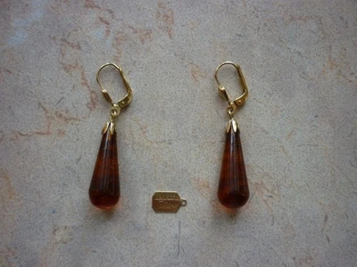 Sogni d'oro Ohrringe Ohrhänger 375 9K Gelbgold Bernstein - Bild 1 von 4