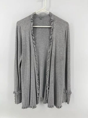 Joseph A Dorado Seda Frente Abierto Túnica Suéter Chaqueta Top Mujer Talla XL Gris Perlas Foto 1 de 4