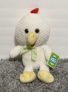NEW Kellytoy Rooster White Plush Stuffed Animal Green Bow 2017 Chicken 16” - Picture 1 of 3