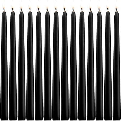 Velas cónicas negras - Juego de 14 velas sin goteo - 10 pulgadas de alto, 3/4 pulgadas de grosor Foto 1 de 4