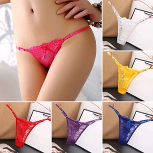 Women Sexy Lace Briefs Sheer Thong G-String Panties Lingerie Knickers Underwear - Picture 1 of 18