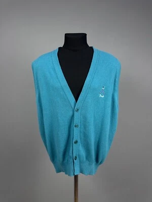 Pringle Faldo Golf Sports Wool Aqua Green Sleeveless Cardigan Vest Jumper Sz L - Image 1 of 4