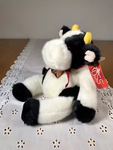 JANGLES the Black And White Cow with Bell Stuffed Animal Plush By RUSS 10” NWT - Picture 1 of 15