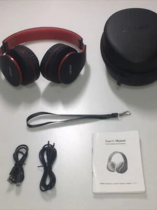 Wireless Over-Ear Headphones with Deep Bass, Foldable Wireless and Wired Red - Picture 1 of 6
