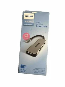 Philips USB-C Hub 4 Port USB 2.0 ,Type-C To Type-A Adapter Audio/video Connector - Picture 1 of 5