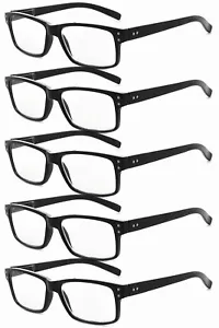 5 Pack Reading Glasses For Men Spring Hinges Classic Readers Black Frame +1.50 - Picture 1 of 5