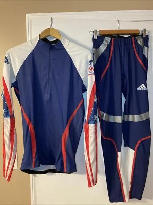 adidas Powerweb Team USA Biathlon Olympic Full Body Compression Suit Vintage Med - Image 1 of 4