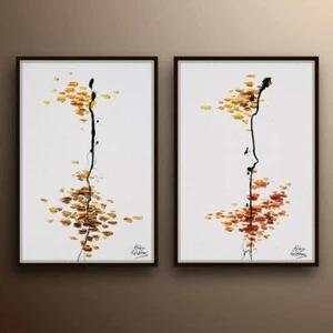 Abstract Paintings Set 40", original & handmade artwork, Warm tones, home Decor - Picture 1 of 5