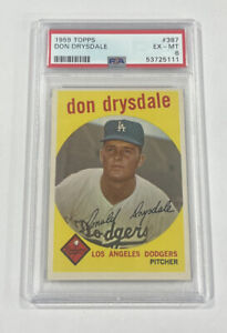 1959 Topps #387 Don Drysdale PSA 6 Los Angeles Dodgers