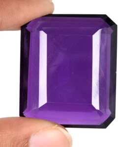 Large Purple Amethyst 76.80 Ct Emerald Faceted Cut Loose Gemstone 4 Ring Pendant - Picture 1 of 6