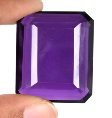 Large Purple Amethyst 76.80 Ct Emerald Faceted Cut Loose Gemstone 4 Ring Pendant - Image 1 of 4