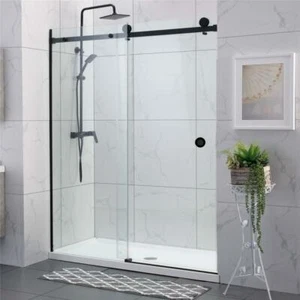 FRAMELESS ADJUSTABLE WALL TO WALL SLIDING DOOR 10MM TOUGHEN GLASS SHOWER SCREEN - Picture 1 of 6