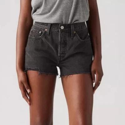 Levi's 501 Original Fit High-Rise Women's Button Fly Shorts Black Size 0 (25) - Image 1 of 4