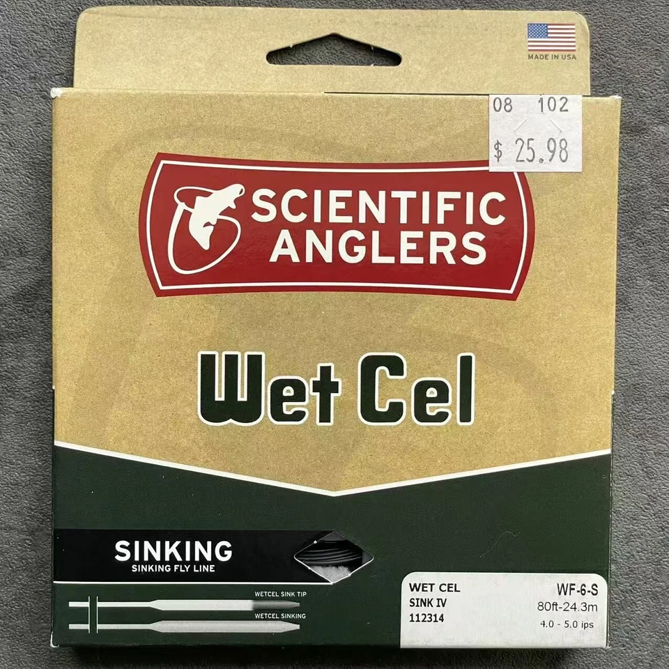Scientific Anglers Wet Cel Sinking Fly Line 112314 Charcoal IV Wf6s