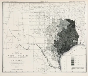 1880 TEXAS - COLORIERTE BEVÖLKERUNGSKARTE ORIGINAL DATIERT - Houston - Galveston - Bild 1 von 4