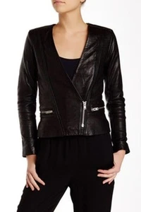 NWT $1400 IRO Leather Jacket Black Imael Asymmetrical Zipper IT 38 XS - Picture 1 of 4
