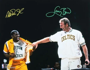 Magic Johnson & Larry Bird Authentic Signed 16x20 Retirement Photo BAS Witness 2 - Picture 1 of 1