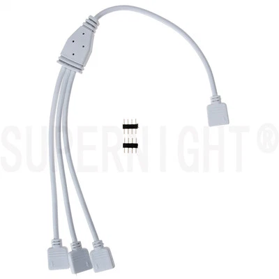 RGB LED Strip Connector Splitter Female Extension Cable 4 Pin Wire 3 Way Adapter - Image 1 of 4