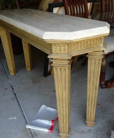 Gilt Architecture Neoclassical Art ANTIQUE Marble Table Top Console GILDED Wood Cover