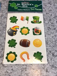 New St. Patrick's Day Shamrock Tattoo Stickers 24 Pc St. Patty’s Day - Irish - Picture 1 of 6