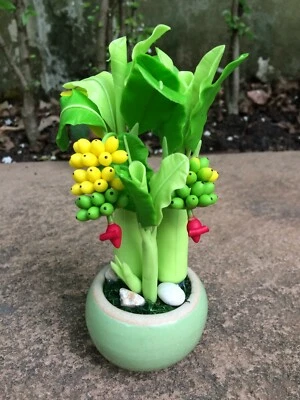 Artificial Fake Plants Clay Statue Thai Handcraft for Home Decor 7" - Image 1 of 4