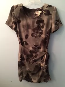 Dress Barn Woman Sz 4 Short Sleeve Dress Sheath Wrap/Tie Front Black/Gray - Picture 1 of 11
