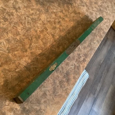 Antique Disston & Morss 30" Brass And Wood Level Green Color Made In USA. - Image 1 of 4