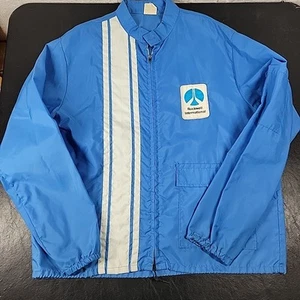 Vintage 70er Horizon Windbreaker Jacke blau Racing Streifen Rockwell International - Bild 1 von 6