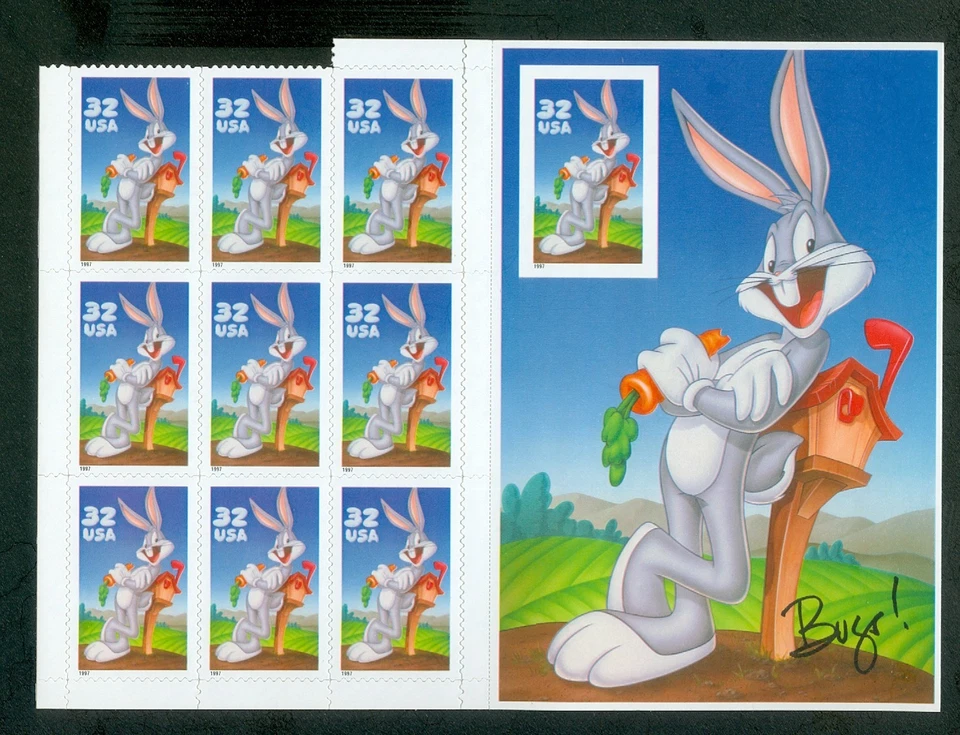 US 3138 Bugs Bunny,  No Die Cut in single, MNH, Fault-missing margin top left - Image 1 of 1