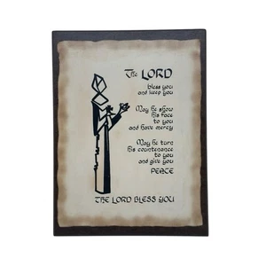 Vintage Bible Verse “The Lord Bless You” Wood Sign Scripture 9” x 12” - Picture 1 of 6