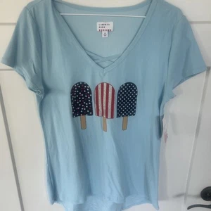 NWT Liberty Park Glitter Red White & Blue Ice Cream Bars T-Shirt M MSRP $32 Pics - Picture 1 of 6