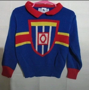 Vintage Toddler Boys Girls Collar Pullover Oshkosh B'gosh Sweater Red Blue 4 - Picture 1 of 4