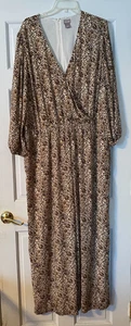 CHICO'S Jumpsuit Size 4 (US 20) Leopard Animal Print V-Neck Lined Women's - Picture 1 of 6