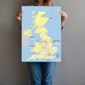 SCOTLAND NORTHERN IRELAND ENGLAND UK MAP POSTER EDUCATION SCHOOL WALL ART A1-A4 - Picture 1 of 11
