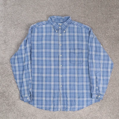 Camisa de Colección Cherokee a Cuadros 100% Algodón XL Azul Manga Larga Cuello Abotonada Foto 1 de 4