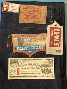 DEAD STOCK  70’s Levi’s 517 Jeans Indigo  Men’s 34X34 Limited Edition 123 #800 - Picture 1 of 22