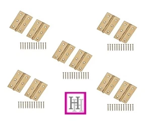 Bisagras de cuello de 3" pulgadas para puertas interiores acabado de latón pulido - 5 x PARES D1 - Imagen 1 de 4